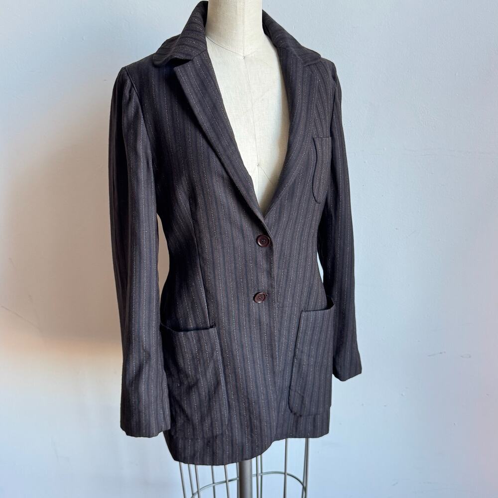 Vintage 90's ROMEO GIGLI Wool Brown Pin-stripe Blazer